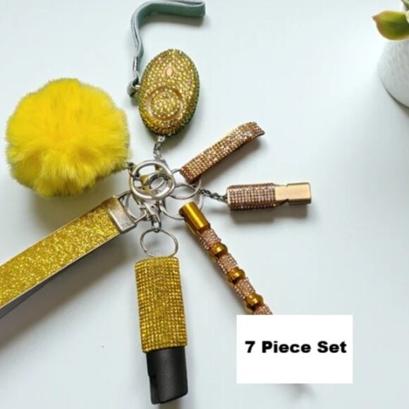 Safety Keychain Bling Edition - 7 Piece Set in Gold and Yellow - Picture 1 of 1